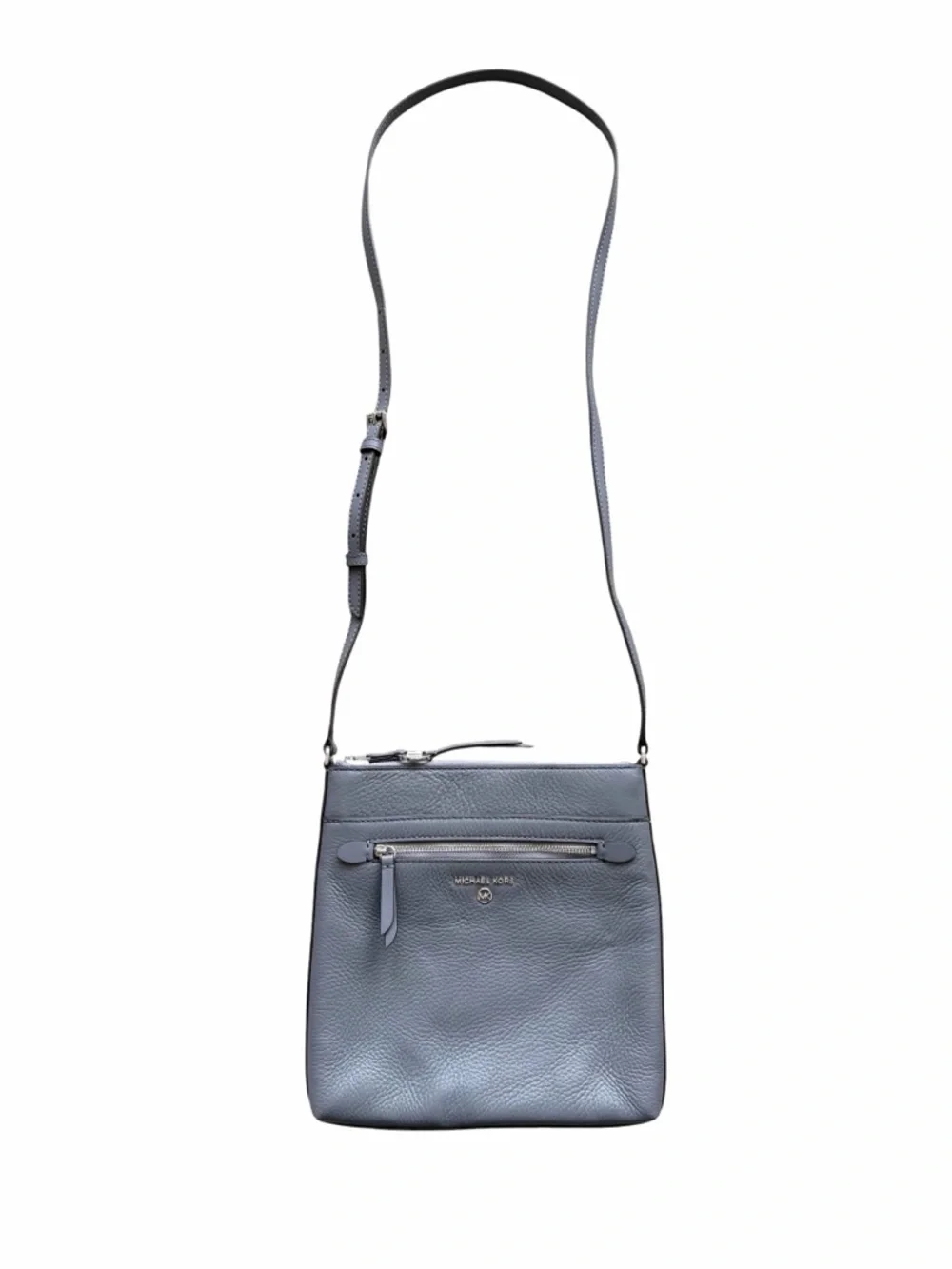 Michael Kors Jet Set North South Charm Leather Crossbody Bag Grey Flat